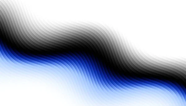 概要ディジタルフラクタルパターン 水平方向 白地に曲線状の青線 — ストック写真