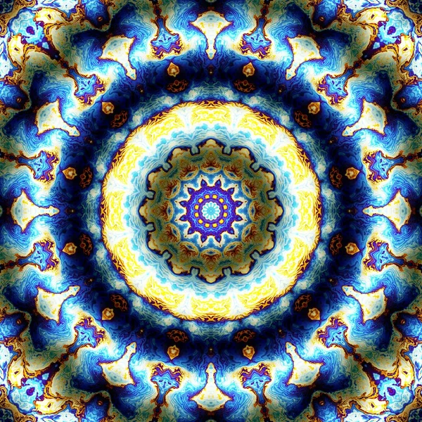 Soyut dijital fraktal model. Yuvarlak mandala dekoratif desen. Rahatlama taklidi.