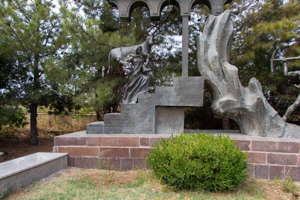 Ganja - Azerbaijan. Sculptures in the park near the mausoleum of Nizami Ganjavi