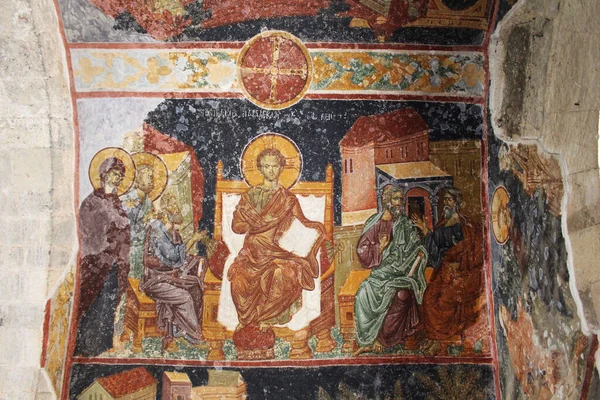 Enseñanzas de Jesús. Frescos de la antigua iglesia bizantina de Santa Sofía en Trabzón. Los restos del antiguo templo. Imagen de archivo