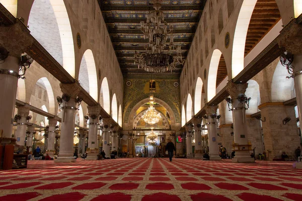 Интерьер Мечети Аль Акса Старом Городе Иерусалима — стоковое фото