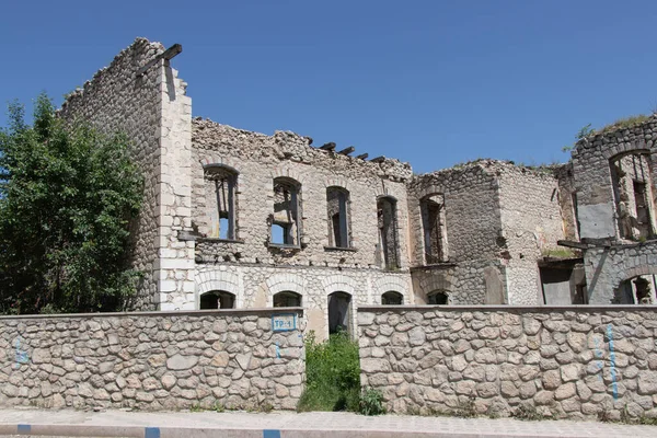 Ruinas Edificios Karabaj Montañoso Destruidos Por Guerra —  Fotos de Stock