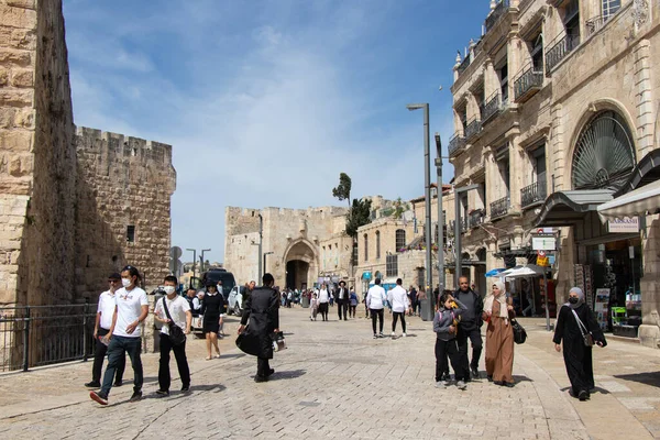 Old City Jerusalem Jaffa Gate Locals Visitors Old City Jerusalem — ストック写真