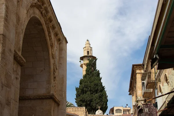 Minaret Omar Ibn Khattab Mosque Jerusalem — ストック写真