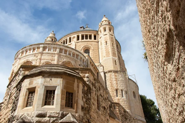 Benedictine Virgin Mary Dormition Abbey Mount Zion Zion Gate Walls — Stockfoto