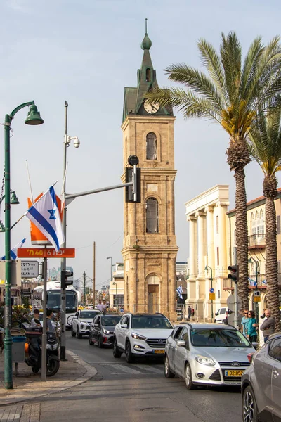 Vista Torre Del Reloj Calle Yefet Antiguo Jaffa —  Fotos de Stock