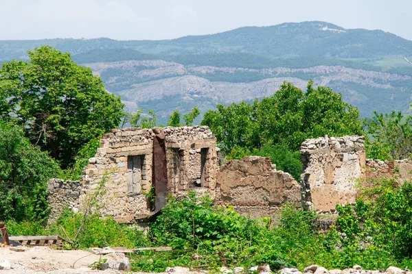 Destroyed houses during Karabakh war in Shusha city of Azerbaijan.