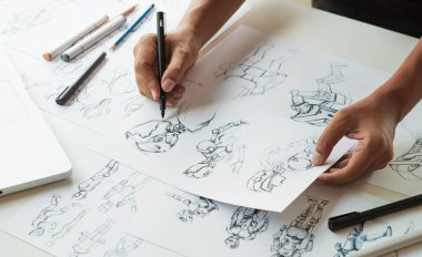 Animasyon tasarımcısı Geliştirme tasarım tasarımı tasarım geliştirme grafik poz karakterleri bilim-kurgu robot çizim animasyon animasyon animasyon video oyun film yapımı, animasyon tasarım stüdyosu.