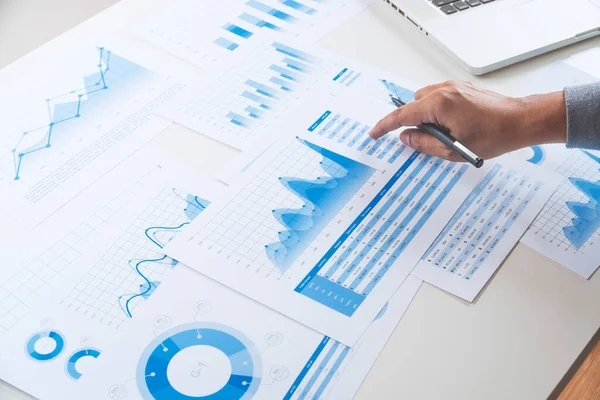 Business Man Working Data Document Chart Report Marketing Research Development —  Fotos de Stock