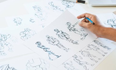 Animasyon tasarımcısı Geliştirme tasarım tasarımı tasarım geliştirme grafik poz karakterleri bilim-kurgu robot çizim animasyon animasyon animasyon video oyun film yapımı, animasyon tasarım stüdyosu.