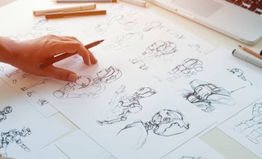 Animasyon tasarımcısı Geliştirme tasarım tasarımı tasarım geliştirme grafik poz karakterleri bilim-kurgu robot çizim animasyon animasyon animasyon video oyun film yapımı, animasyon tasarım stüdyosu.