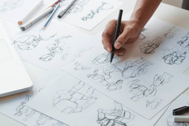 Animasyon tasarımcısı Geliştirme tasarım tasarımı tasarım geliştirme grafik poz karakterleri bilim-kurgu robot çizim animasyon animasyon animasyon video oyun film yapımı, animasyon tasarım stüdyosu.