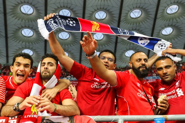 Kyiv Ucrania May 2018 Los Aficionados Fútbol Liverpool Durante Partido —  Fotos de Stock