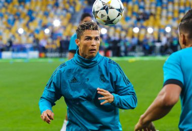 KYIV, UKRAINE  26 MAY, 2018: Portuguese professional footballer Cristiano Ronaldo during the 2018 UEFA Champions League final match Real (Madrid)  Liverpool on the Olympic Stadium 