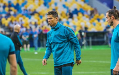 KYIV, UKRAINE  26 MAY, 2018: Portuguese professional footballer Cristiano Ronaldo during the 2018 UEFA Champions League final match Real (Madrid)  Liverpool on the Olympic Stadium 