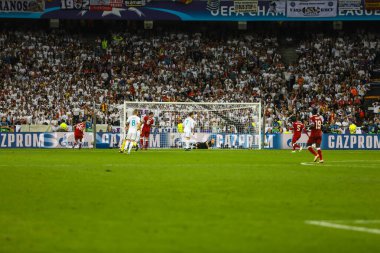 KYIV, UKRAINE  26 MAY, 2018: Moments during the 2018 UEFA Champions League final match Real (Madrid)  Liverpool on the Olympic Stadium 
