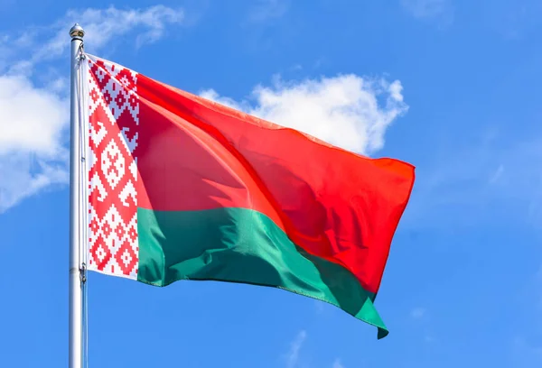 Flag Belarus Rectangular Banner Which Consists Two Horizontal Stripes Red — Stock Photo, Image