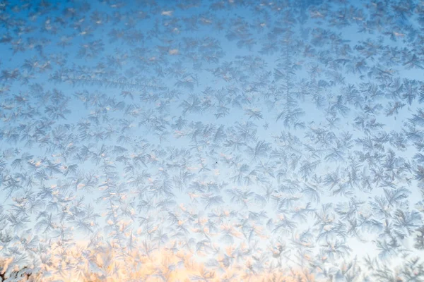 Magische Frost Und Eismuster Auf Einem Winterglas Winterdekoration Gefrorenes Wasser — Stockfoto