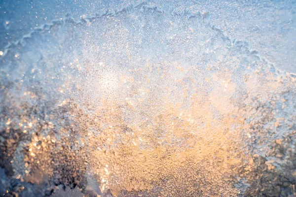 Texture Glass Covered Frost Winter Cold Magical Winter Patterns Glass — Stock Photo, Image