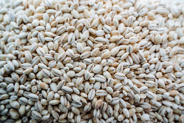 珍珠大麦顶视图 白麦片珍珠大麦粒 高质量的照片 — 图库照片