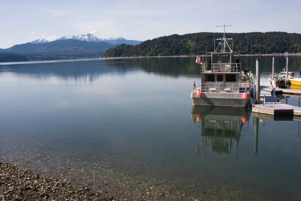 Hood Canal Washington med olympiske bjerge - Stock-foto