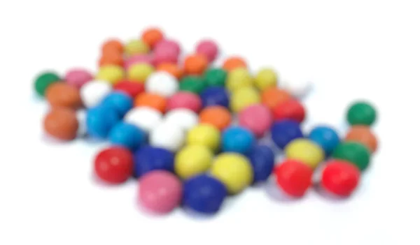 Abstract Blur Image Pile Rainbow Colored Candy Coated Chocolate White — Stockfoto