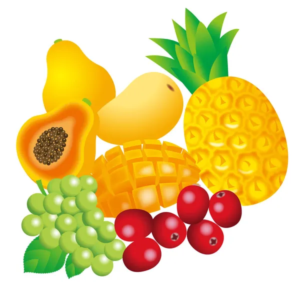 Ilustracja Wielu Owoców Owoce Tropikalne — Zdjęcie stockowe