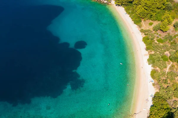 Vista Aérea Playa Guijarros Duba Makarska Riviera Mar Adriático Croacia — Foto de Stock