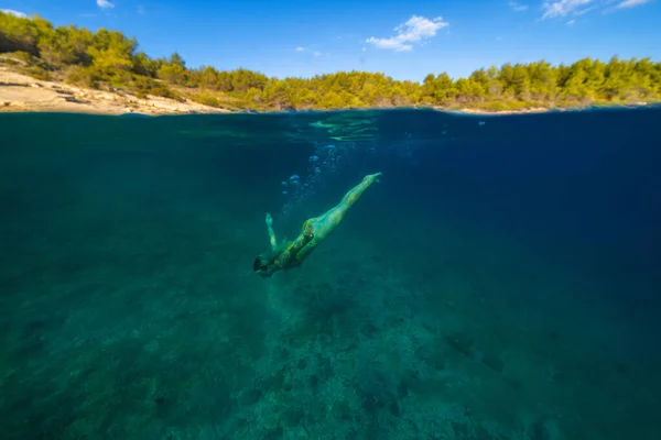 크로아티아 아드리 아해에서 잠수하는 — 스톡 사진