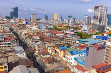 Yukarıdan Phnom Penh 'e kadar, şehir merkezi, Kamboçya