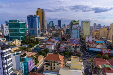 Yukarıdan Phnom Penh 'e kadar, şehir merkezi, Kamboçya