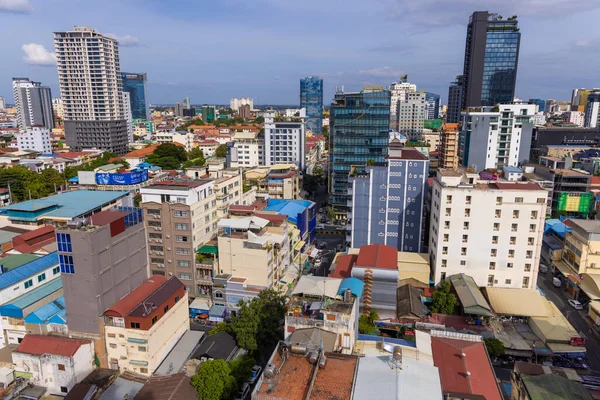 Uitzicht Van Boven Naar Phnom Penh Downtown Cambodja — Stockfoto