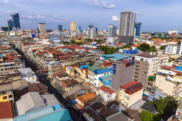 Uitzicht Van Boven Naar Phnom Penh Downtown Cambodja — Stockfoto
