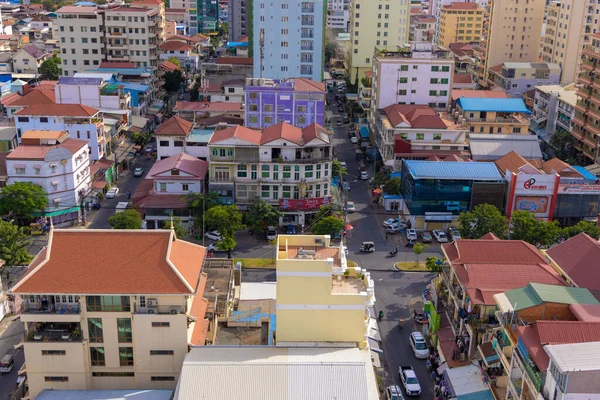 Uitzicht Van Boven Naar Phnom Penh Downtown Cambodja — Stockfoto