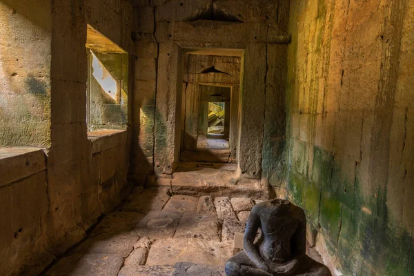 Ruïnes Van Prohm Tempel Angkor Complex Begroeid Met Bomen Cambodja — Stockfoto