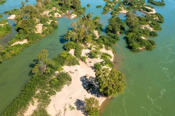 Aerial Views Mekong River Many Sand Bars Islands Cambodia — Fotografia de Stock