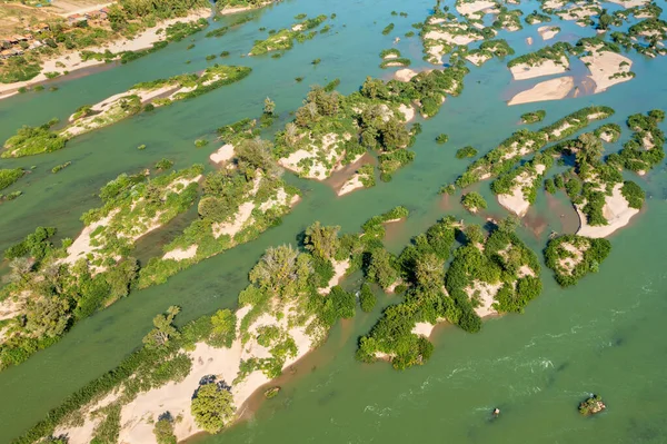 Aerial Views Mekong River Many Sand Bars Islands Cambodia — Fotografia de Stock