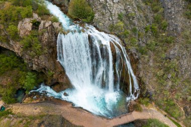 Aerial view of Krcic waterfall in Knin, Croatia