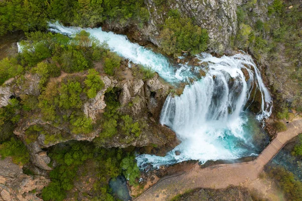 Aerial View Krcic Waterfall Knin Croatia — стоковое фото