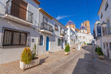 The historical street in Altea, Spain