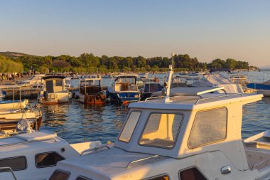 The seafront in evening in Punat town on Krk island, Croatia