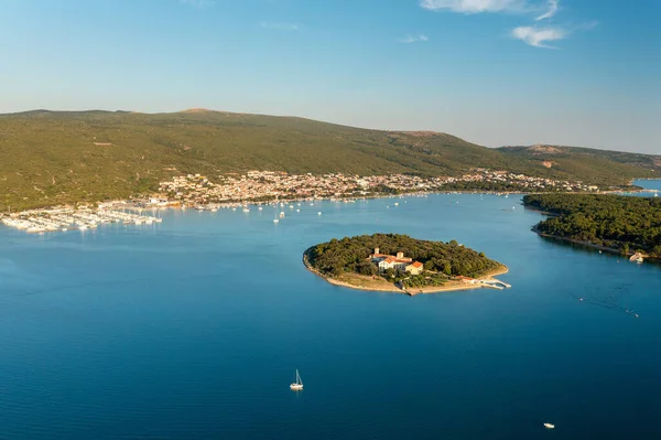 Aerial View Kosljun Monastery Punat Town Background Krk Island Croatia —  Fotos de Stock