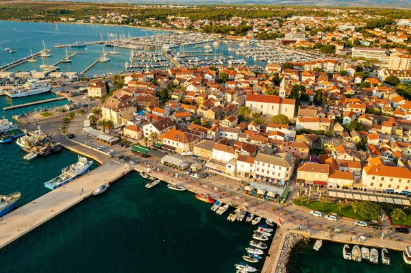 Αεροφωτογραφία Της Πόλης Biograd Στην Αδριατική Θάλασσα Στην Κροατία — Φωτογραφία Αρχείου