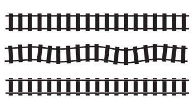Demiryolu, tren yolu, demiryolu hattı, siluet vektörü. Tramvay, metro, metro yolu