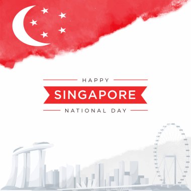 9 Ağustos Singapur 'un bağımsızlık günü vektör illüstrasyonu. Singapur Ulusal Günü. kutlama cumhuriyeti, tasarım ögesi grafiği