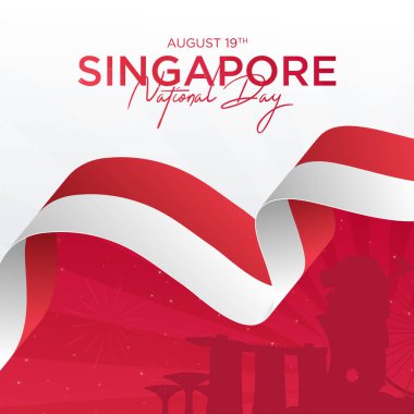9 Ağustos Singapur 'un bağımsızlık günü vektör illüstrasyonu. Singapur Ulusal Günü. kutlama cumhuriyeti, tasarım ögesi grafiği