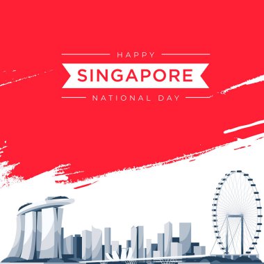 9 Ağustos Singapur 'un bağımsızlık günü vektör illüstrasyonu. Singapur Ulusal Günü. kutlama cumhuriyeti, tasarım ögesi grafiği
