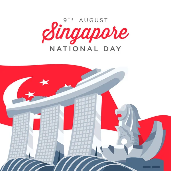 Ilustração Vetorial Agosto Dia Independência Singapura Cidade Estado Dia Nacional — Vetor de Stock