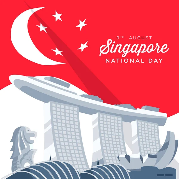 Vektor Illustration Augusti Singapores Självständighetsdag Singapores Nationaldag Firande Republik Grafik — Stock vektor