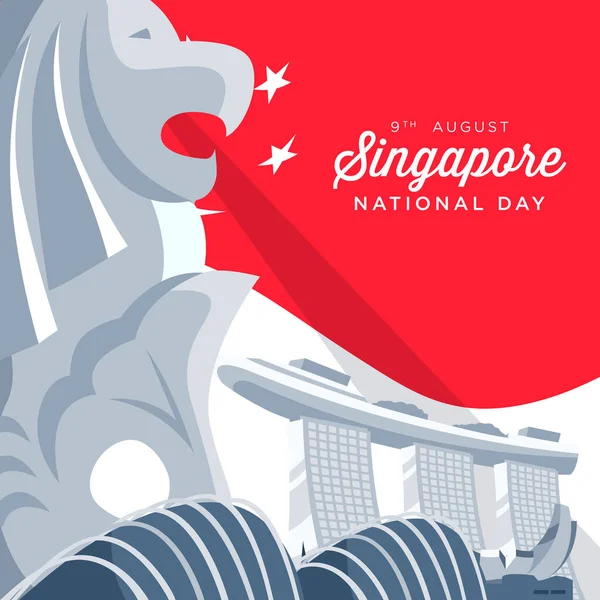 ベクターイラスト8月9日シンガポール独立記念日 都市国家シンガポール国民の日 お祝い共和国デザイン要素のグラフィック — ストックベクタ
